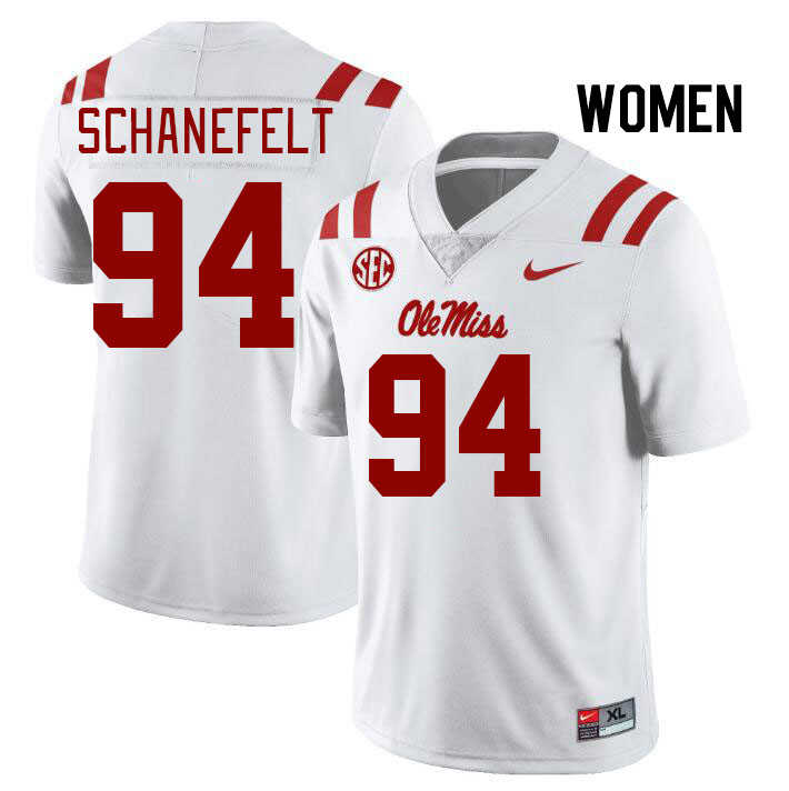 Women #94 Christian Schanefelt Ole Miss Rebels College Football Jerseys Stitched Sale-White